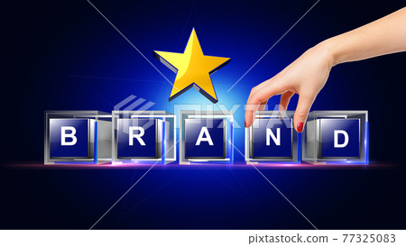 Brand letter written on glass cube 77325083