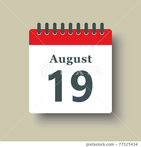 Icon day date 19 August, template calendar page 77325434