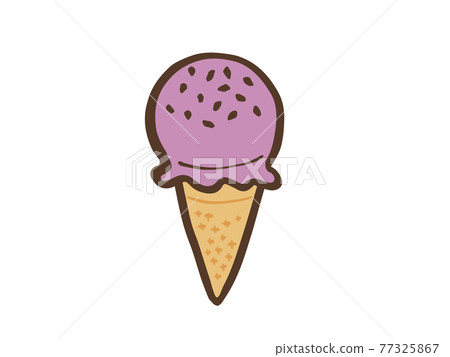 可愛冰淇淋漿果味（棕色）/手寫插畫素材 77325867