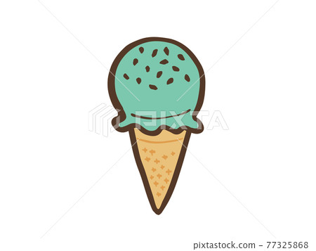 可愛冰淇淋薄荷味(棕色)/手寫插畫素材 可愛冰淇淋薄荷味(棕色)/手寫插畫素材 77325868