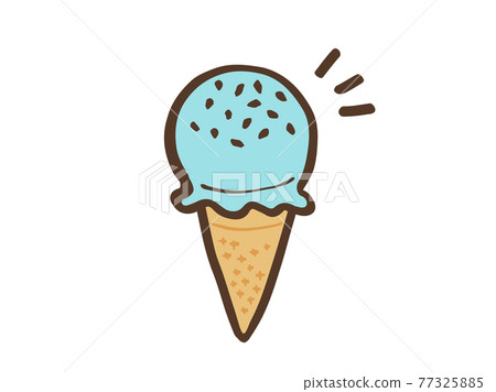 可愛的冰淇淋汽水味（棕色）/手寫插畫素材 77325885