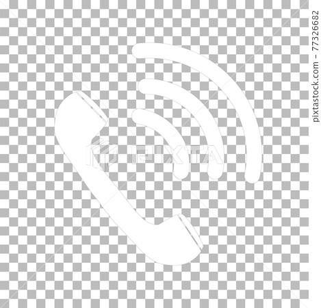 white ringing phone icon on transparent background. retro symbol. flat style. white ringing phone icon on transparent background. retro symbol. flat style. 77326682