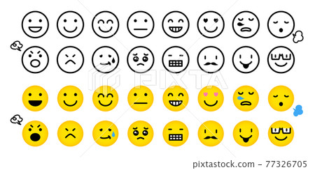 人臉、人臉圖標、表情符號、表情符號矢量圖素材 77326705