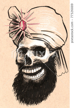 Indian dead magician. Ink drawing Indian dead magician. Ink drawing 77326889