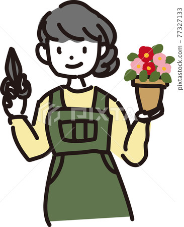 Simple illustration of a female florist Simple illustration of a female florist 77327133