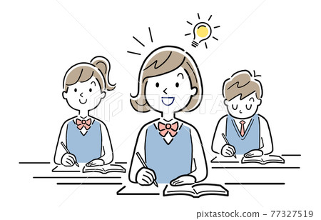 矢量圖素材:能理解課程內容的女學生 矢量圖素材:能理解課程內容的女學生 77327519