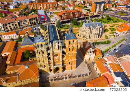 Cathedral and Episcopal Palace of Astorga in summer. Castile and Leon. Spain Cathedral and Episcopal Palace of Astorga in summer. Castile and Leon. Spain 77328205