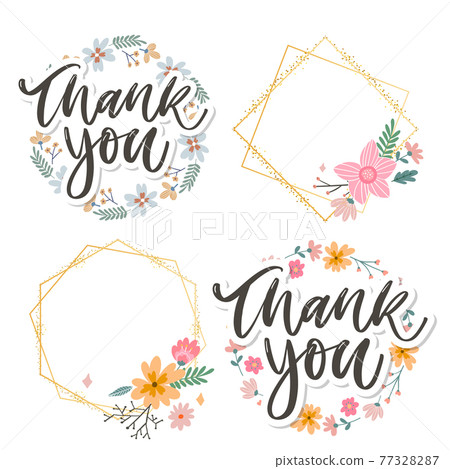 Cute Thank You Script Card Flowers Letter text Cute Thank You Script Card Flowers Letter text 77328287