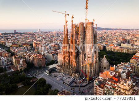 Aerial view of Sagrada Familia Aerial view of Sagrada Familia 77329881