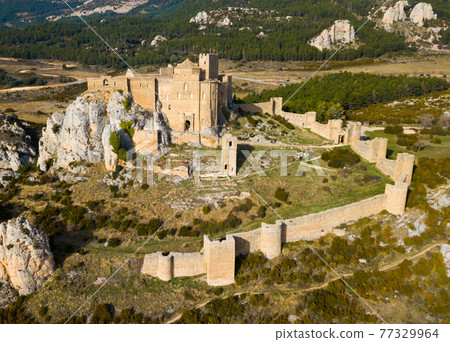 Famous fortress Castillo de Loarre in Navarre. Aragon. Famous fortress Castillo de Loarre in Navarre. Aragon. 77329964