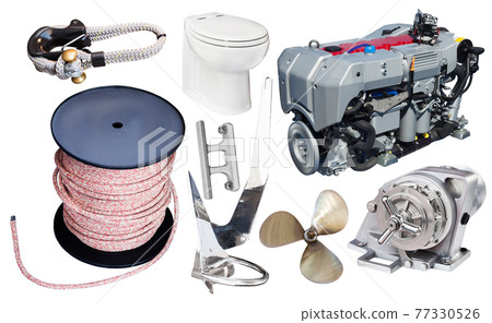 Set of yacht parts isolated on white Set of yacht parts isolated on white 77330526