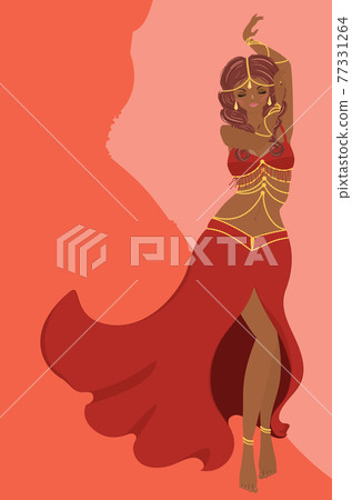 Belly dancer girl in red dress design 77331264