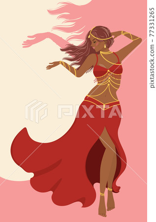 Belly dancer girl in red dress design 77331265
