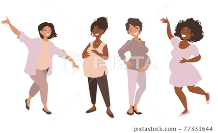 Four Girl Friends Happy about being Pregnant Four Girl Friends Happy about being Pregnant 77331644