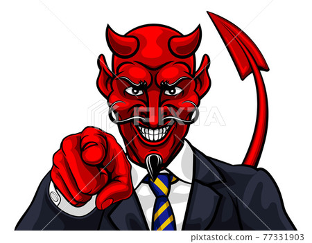 Devil Evil Businessman in Suit Pointing Devil Evil Businessman in Suit Pointing 77331903