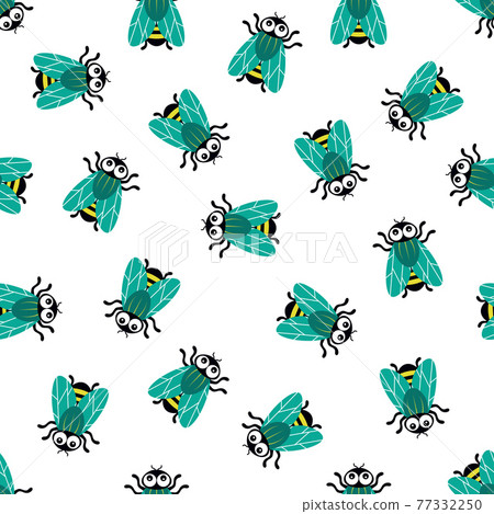 seamless pattern with cartoon housefly, vector illustration seamless pattern with cartoon housefly, vector illustration 77332250
