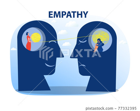 Businesswoman chaos with help, mental health or psychotherapy, schizophrenia concept, cognitive trap, communication or empathy, vector flat illustration 77332395
