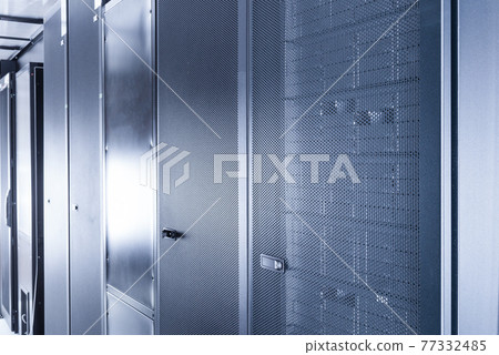 server room with data storage hardware 77332485