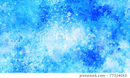 清爽的藍色水彩背景，飛濺 77334043