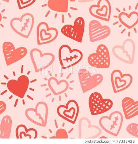 Hearts seamless pattern. Vector love red pink... - Stock Illustration ...