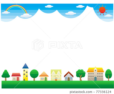Simple cityscape vector illustration frame background 77336124