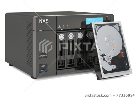 NAS with HDD Hard Disk Devices, 3D rendering 77336954