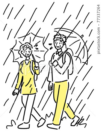 在風暴中撤離的老夫婦 77337264