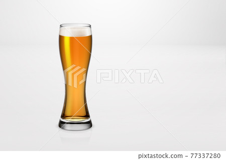 3D rendering of a glass of light beer isolated on white background. suitable for your design project. 77337280