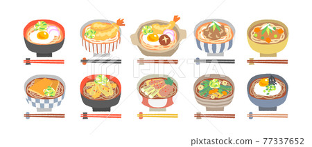 Udon illustration set 77337652