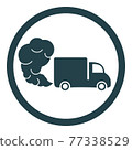 Truck or van icon with exhaust gases. Exhaust fumes. Environmental pollution. Smog 77338529