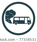Prohibiting hazardous exhaust gas sign. Bus icon with exhaust gases. Exhaust fumes. Environmental pollution. Smog 77338531