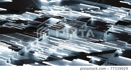 modern technology circuit board information micro technology surface 3d render illustration 77339929