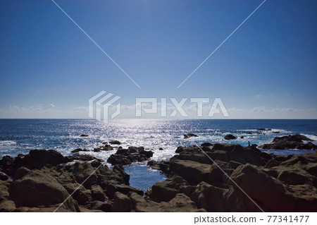 千葉縣南房總市白濱野島崎的藍天和大海 千葉縣南房總市白濱野島崎的藍天和大海 77341477