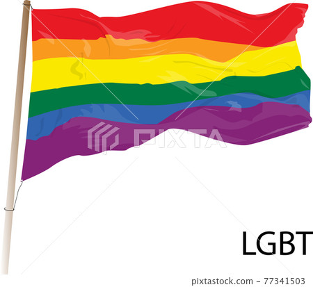 Gay Pride Flag The Rainbow Flag Flies In The Wind Stock Illustration