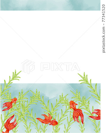 水彩手寫金魚夏季設計素材 77341520