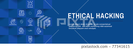 Certified Ethical Hacker - CEH - icon set & web header banner 77341615