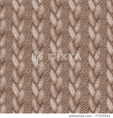 Beige gray realistic knitted seamless pattern. Watercolor hand paint cozy warm knit texture 77341642