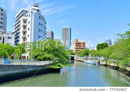 View toward Sumida River from Kokufune Bridge / Oyoko River (Koto-ku, Tokyo) [2021.4] 77342667