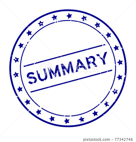 Grunge blue summary word round rubber seal stamp on white background Grunge blue summary word round rubber seal stamp on white background 77342748