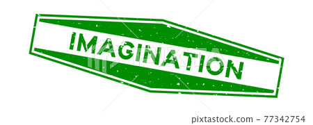 Grunge green imagination word hexagon rubber seal stamp on white background 77342754