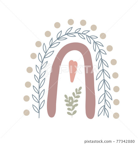 Boho rainbow abstract shapes, simple hand drawn silhouette vector illustration in trendy pastel colors, minimalist concept perfect for making cards, banners, modern posters, textile, papercraft Boho rainbow abstract shapes, simple hand drawn silhouette vector illustration in trendy pastel colors, minimalist concept perfect for making cards, banners, modern posters, textile, papercraft 77342880