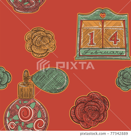 Valentine Day Perfume vintage seamless pattern Valentine Day Perfume vintage seamless pattern 77342889