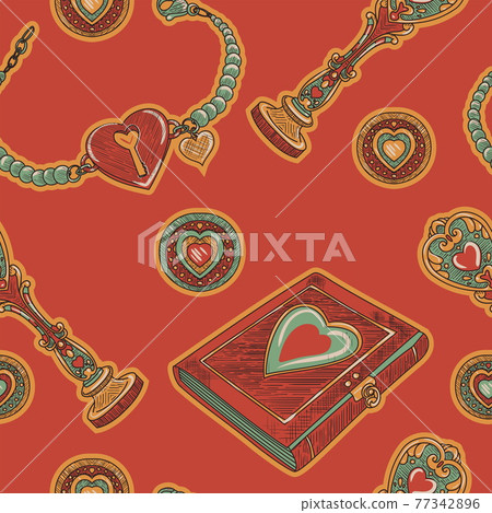 Valentine Day red vintage seamless pattern Valentine Day red vintage seamless pattern 77342896