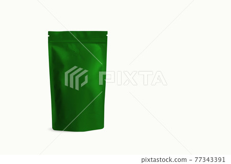 Blank black, white or craft doy pack mockup set, standing isolated, 3d rendering. Empty stand-up pouch mock up, side view. Clear flexible pack with zip for tea or coffee template. 77343391