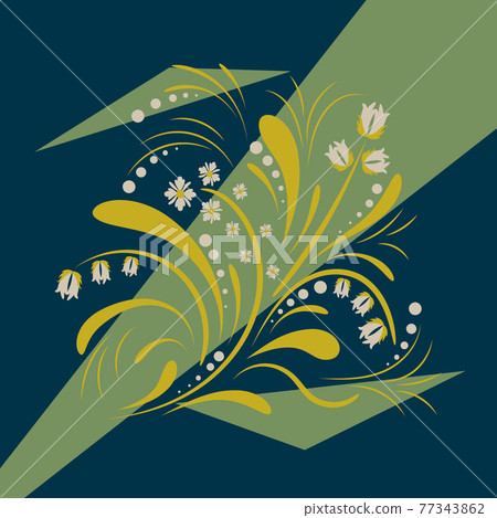 Folk floral art print . Flowers abstract art , poster. Folk floral art print . Flowers abstract art , poster. 77343862