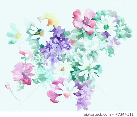 色彩豐富的花卉素材組合和設計元素 色彩豐富的花卉素材組合和設計元素 77344111