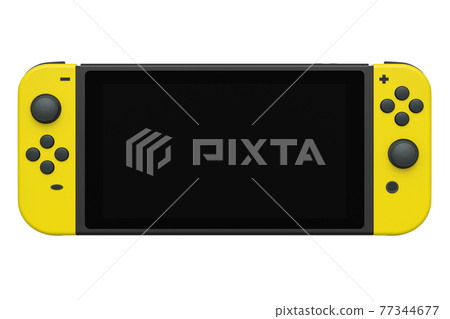 Realistic video game controllers attached to mobile phone on white background 77344677