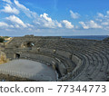 Arena ruins along the coast of Tarragona, Spain 77344773