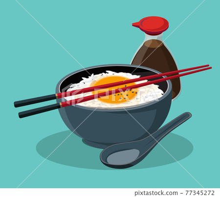 Tamago Kake Gohan, Japanese-Style Rice With Egg, Vector illustration Tamago Kake Gohan, Japanese-Style Rice With Egg, Vector illustration 77345272