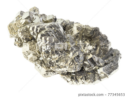 rough Marcasite (white iron pyrite) stone on white 77345653